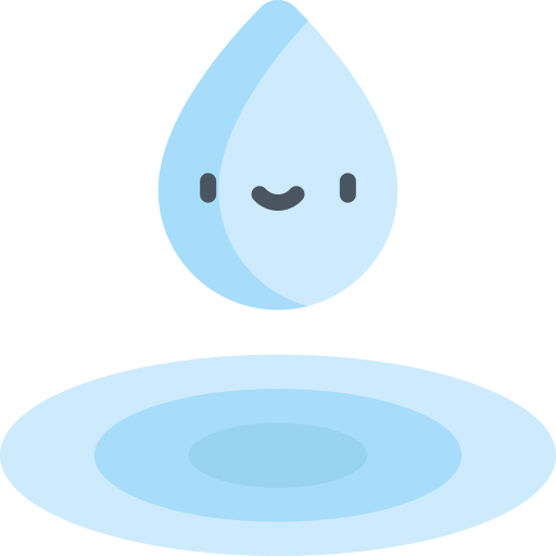 Mascotte Waterspot, une goutte d'eau souriante